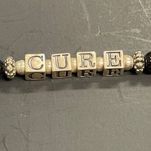 CURE Silver Tone and Bead Toggle Closure Vintage Bracelet